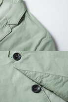 Mens lightweight sage green blazer jacket details view