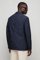Mens lightweight navy blazer jacket back view