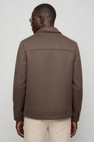Brown wool blend winter jacket modern styling back side