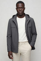 Men’s gray lightweight hooded polyester jacket spring fall outerwear