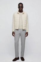 mens white down puffer vest lightweight insulated gilet with full outfit of Lavencio