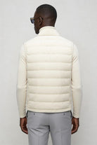 mens white down puffer vest lightweight insulated gilet back side