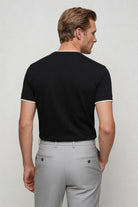 mens premium black crew neck t-shirt lyocell cotton silk blend back