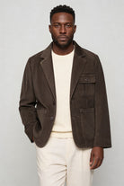 Men’s brown corduroy blazer jacket with retro tailored fit front