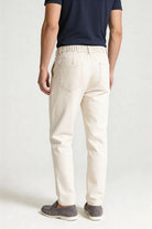 Lavencio Men’s straight leg 100% cotton jeans in washed gray denim back