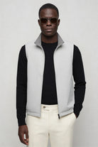 Lavencio Men’s slim fit reversible lightweight zip vest for smart casual layering gray