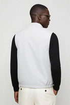 Lavencio Men’s slim fit reversible lightweight zip vest for smart casual layering gray back