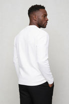 Men’s slim fit long sleeve henley shirt in cotton waffle knit texture back