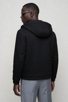 Men’s wool blend hooded zip jacket smart casual outerwear back
