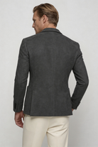 mens suede touch blazer charcoal smart casual blazer back view