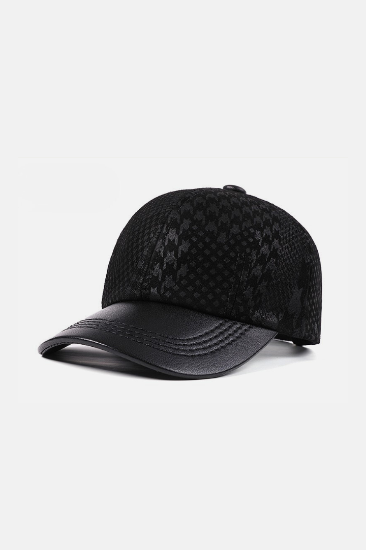 Men’s Lavencio genuine leather baseball cap in black