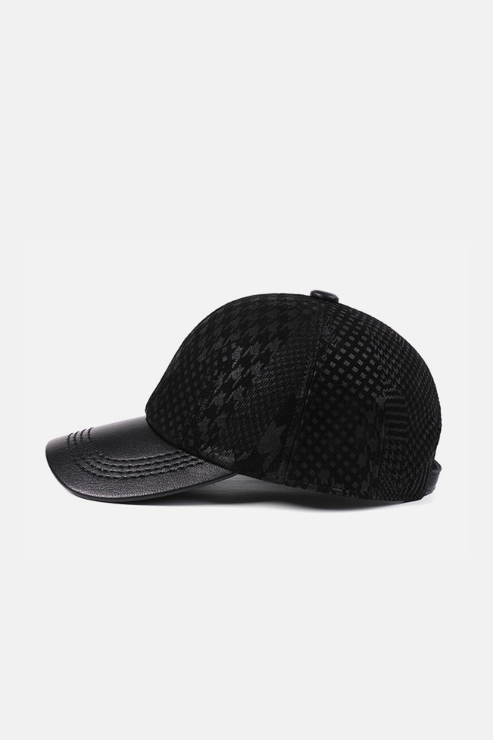 Men’s Lavencio genuine leather baseball cap in black
