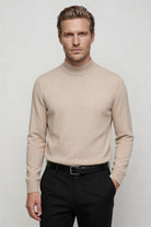 men’s 100% wool crewneck sweater lightweight smart casual pullover front pose
