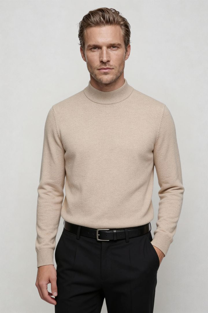 men’s 100% wool crewneck sweater lightweight smart casual pullover front pose