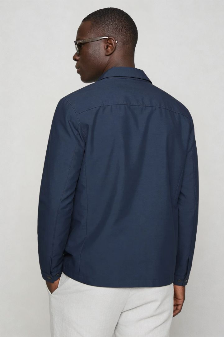 Walker Lightweight Essential Jacket – Navy Lightweight Polyester – Structured Zip Front – Modern Fit – Back View