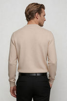 men’s 100% wool crewneck sweater lightweight smart casual pullover back side