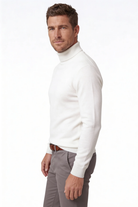 Men’s white merino wool turtleneck sweater front view