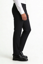 Men’s wrinkle free stretch trousers breathable lightweight no iron dress pants black side view