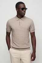 Men’s Sand knit polo shirt cotton blend breathable lightweight modern fit short sleeve polo