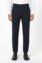 Men’s wrinkle free stretch trousers breathable lightweight no iron dress pants navy front view