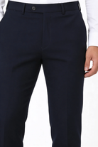 Men’s wrinkle free stretch trousers breathable lightweight no iron dress pants navy close-up